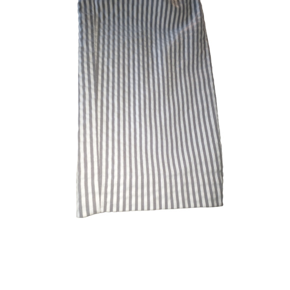 Jones New York Womens 12 Gray White Pants Vertical Stripes Cropped Eye Hook - Picture 13 of 13